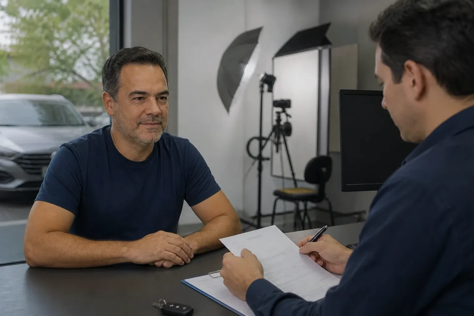 Despachante explicando passos para a renovação da CNH.