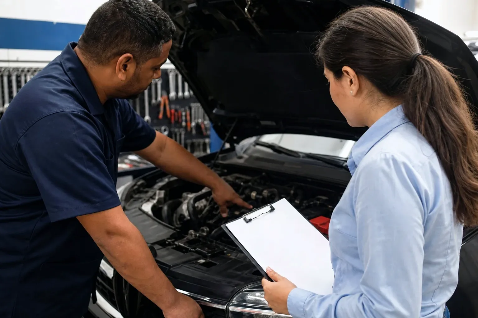 Despachante fazendo anotações para cadastro de motor.